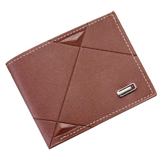 Men Wallet Faux Leather Geometric Pattern Thin Large Capacity Foldable Portable Multi Pockets Wear-resistant Solid Color Card Holder Changes
