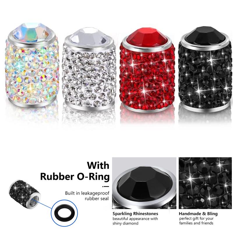 Bling Tire Stem Valve Caps, Crystal Tire Caps Shinny Rhinestone Universal Tire Valve Caps for Car SUV Motorcycle Bicycle Truck