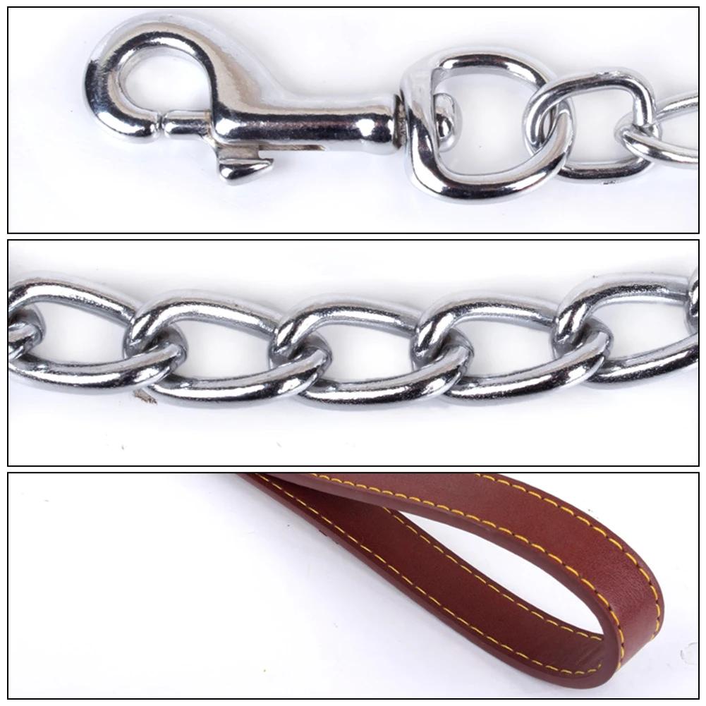 3 Colors Bite Proof Heavy Duty Chain Dog Leash Pet Metal Lead Handle Trigger Hook Pet Training Collar Leash Necklace Dog Product