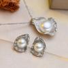 Fashion Leaves Leaf Necklace Earings Freshwater Pearl Jewelry Sets For Women Freshwater Pearl Necklace Pearl Earrings