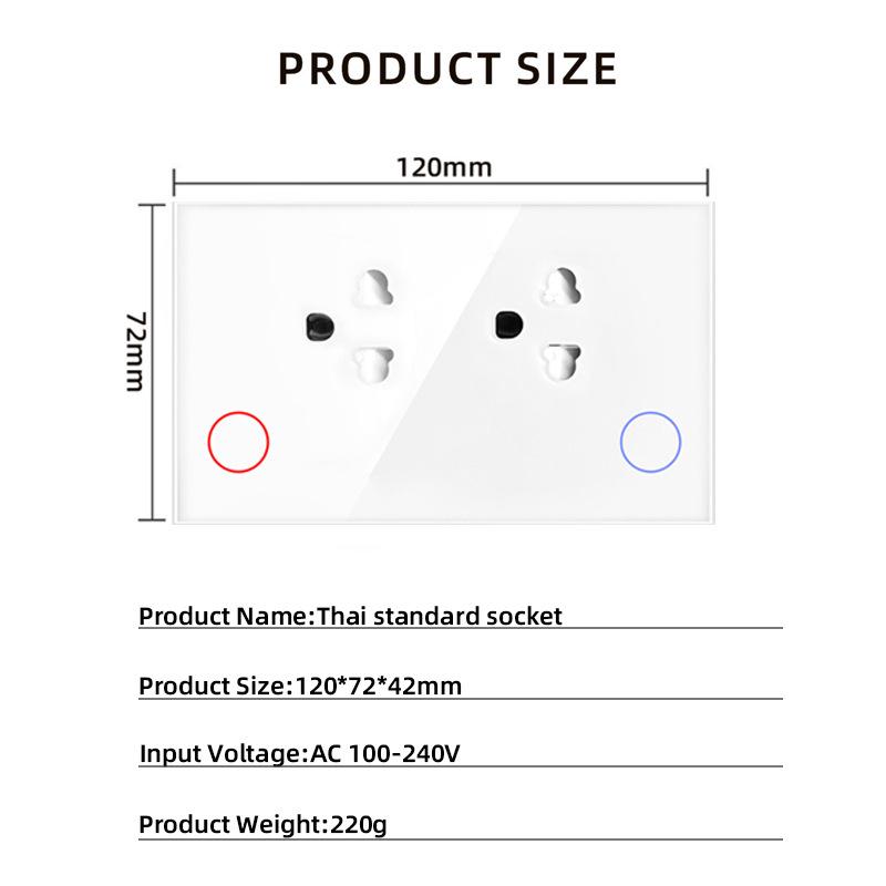 Graffiti Smart WiFi Socket with Power Stats, Tempered Glass Panel, Thai & Vietnamese Standard, Alexa Compatible