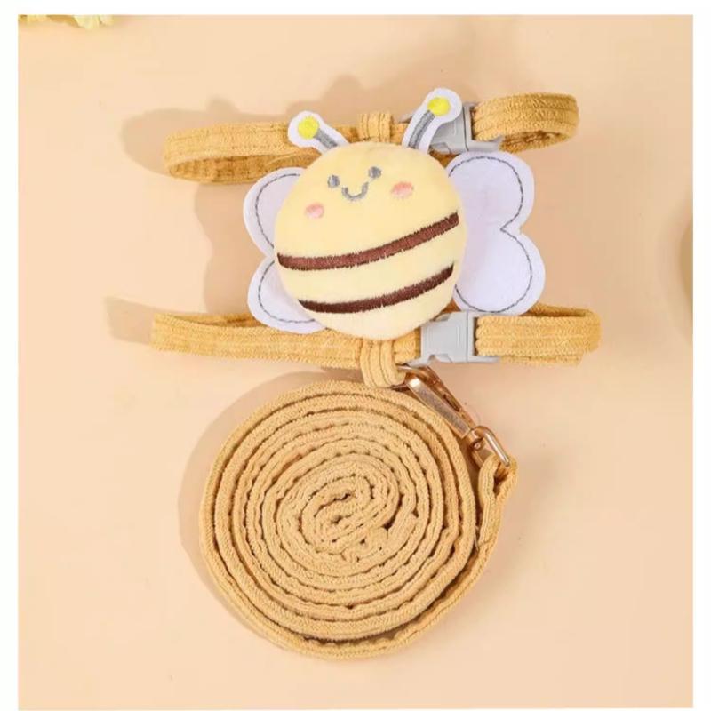 1 Set Pink Pet Leash, New Bee Design Anti-Pull Adjustable Walking Lead for Cats, Small Dogs, Outdoor Pet Supplies