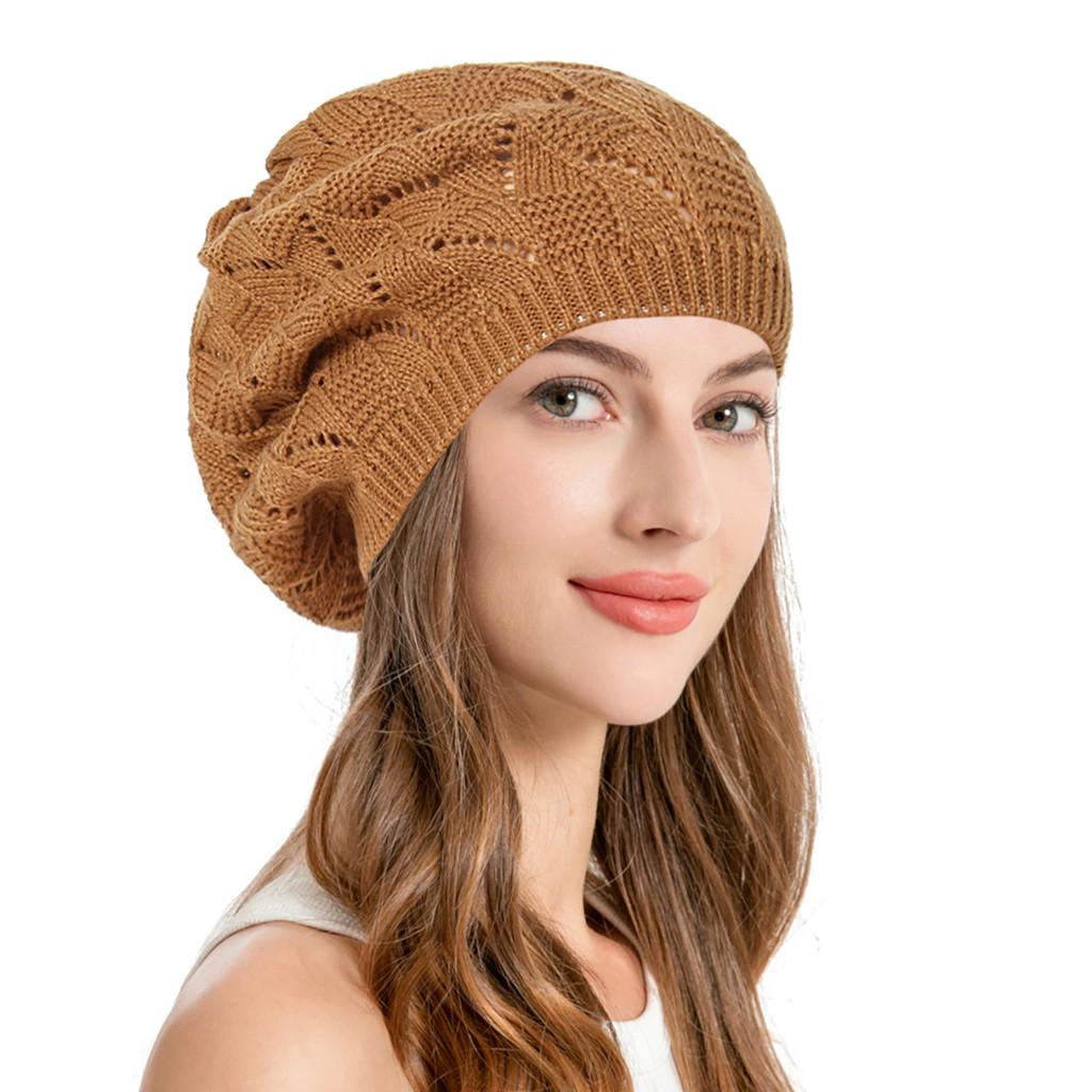 

Leaf Flower Beret Hat For Women Autumn Winter Fashion Accessory With Hollow Design Camel