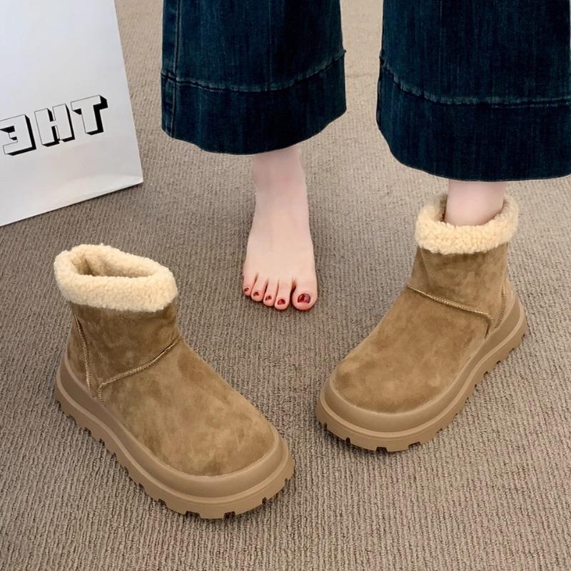 Thick-soled heightening snow boots for women's new winter piled and thickened thermal cotton shoes for women with short boots
