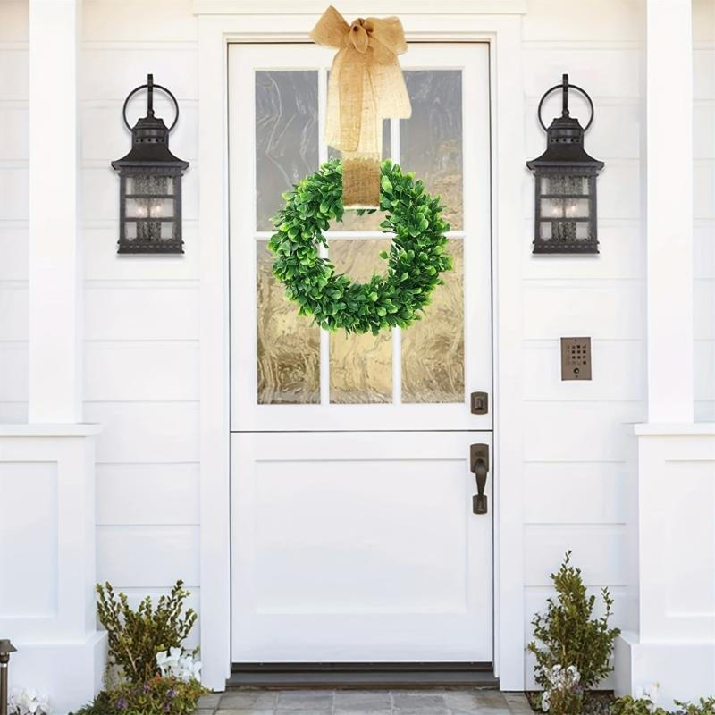 Spring Wreath for Front Door, Window, Wedding Party, Indoor and Outdoor Decorations, Artificial White Leaf Wreath