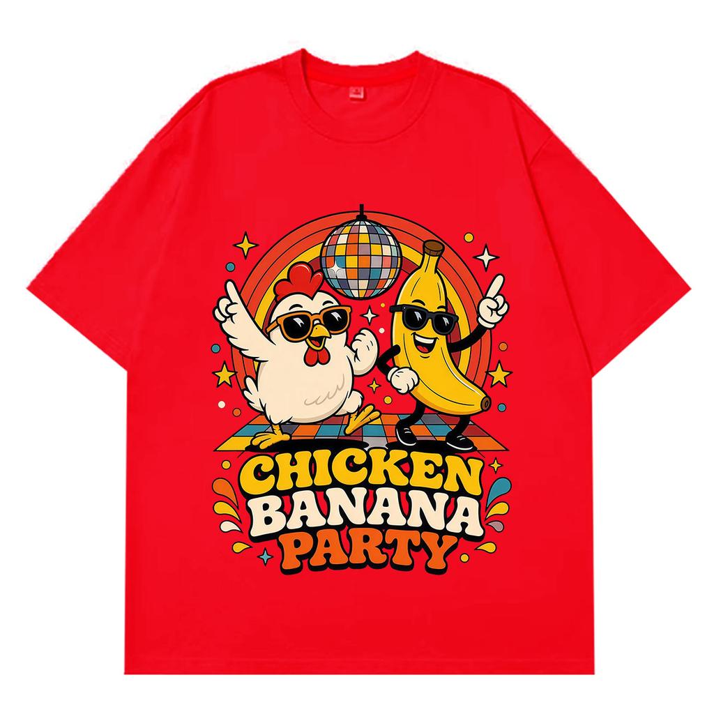 Chicken Banana Party Funny Meme T Shirt Unisex Unisex Fashion Clothing Tshirts Summer Shortsleeved Loose Casual Cotton Tshirts