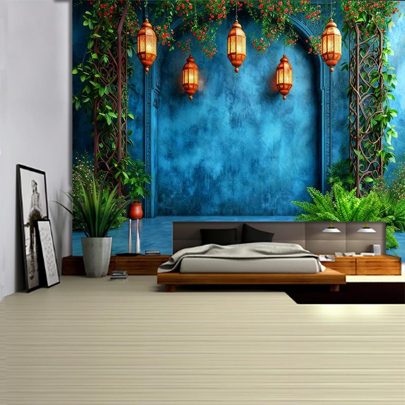 Wall Tapestry with Beach View, Ocean and Palm Tree Art, Tropical Style Design, Bohemian Decoration for Living Room and Bedroom.