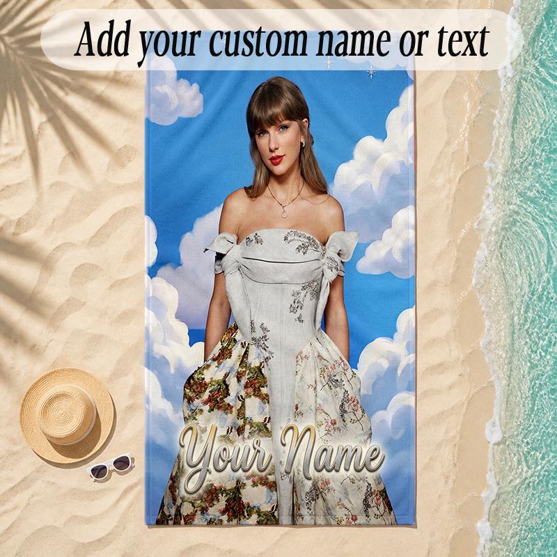 Beach TowelTaylor Swift Custom Name Text Personalized Soft Towel for Beach Pool Indoor Home Decor Gift
