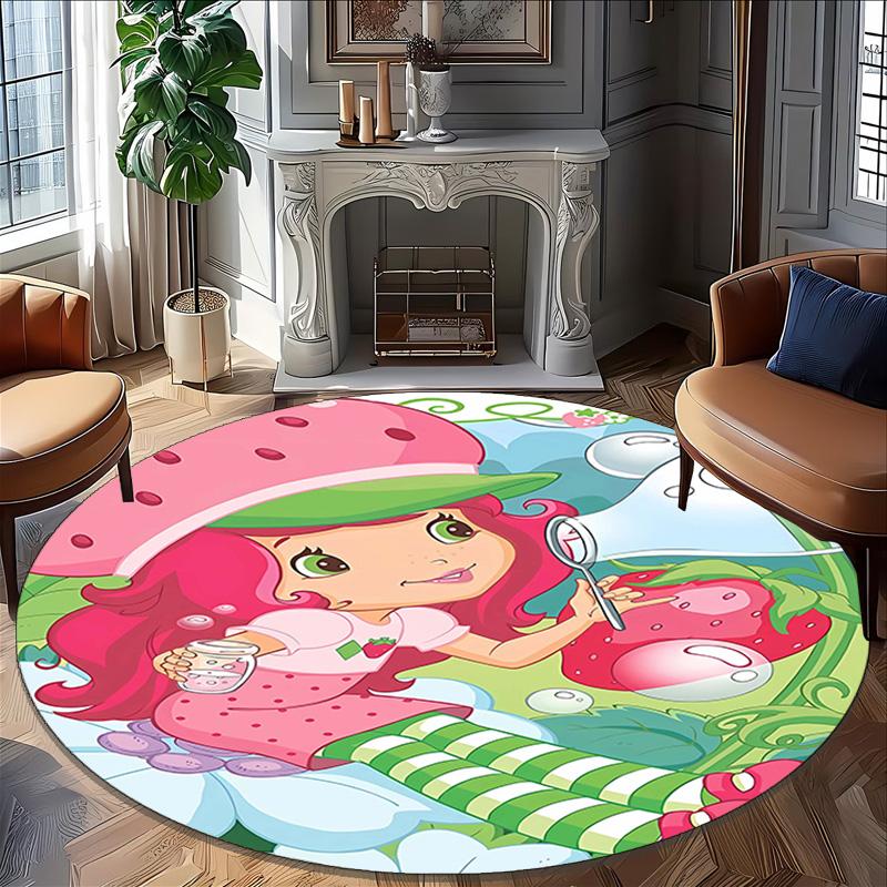 1pc Strawberry Princess4 Print Round Carpet Chair Round Carpet Suitable for Bedroom Living Room Home Decorative Carpet