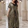 Leopard Print Bronzing Beach Blouse Lapel Turkish Robe High Luxury Dubai Robe Elegant Kaftan