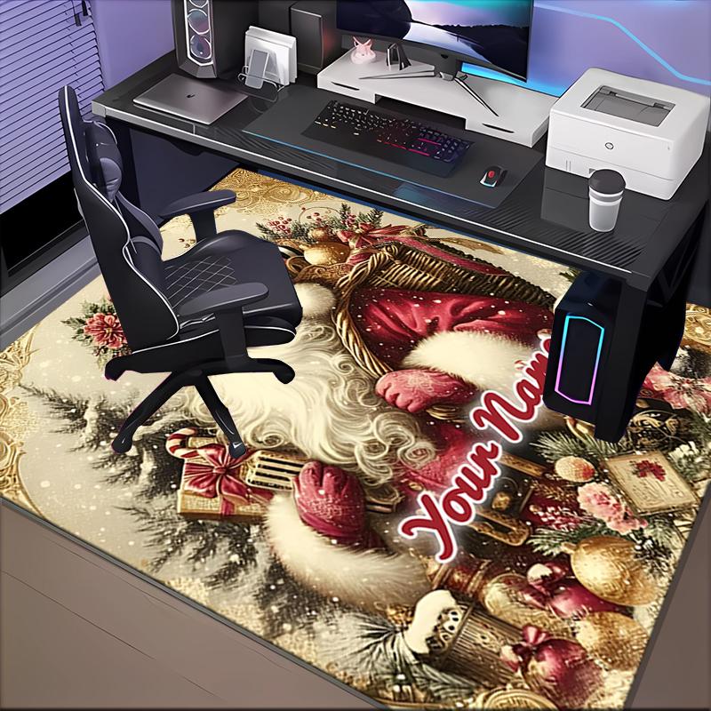 1PC Custom Name Christmas Santa Claus Theme Floor Mat Ideal for Living Room, Game Rooms, Office, Bedroom,Floor Mat Playful Design3