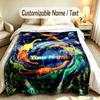 Dinosaur Theme Soft Blanket Personalized Custom Name Text Print Warm Blanket Home Sofa Bedroom Decor
