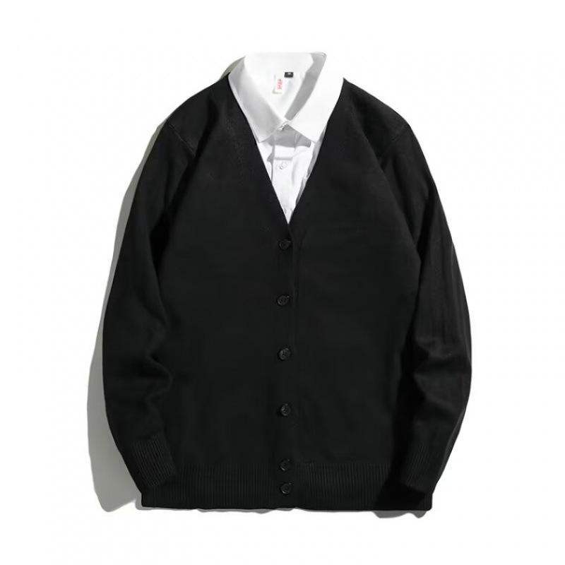 Men's V-neck Cardigan Sweater - Spring & Autumn Hong Kong Style Versatile Knitwear