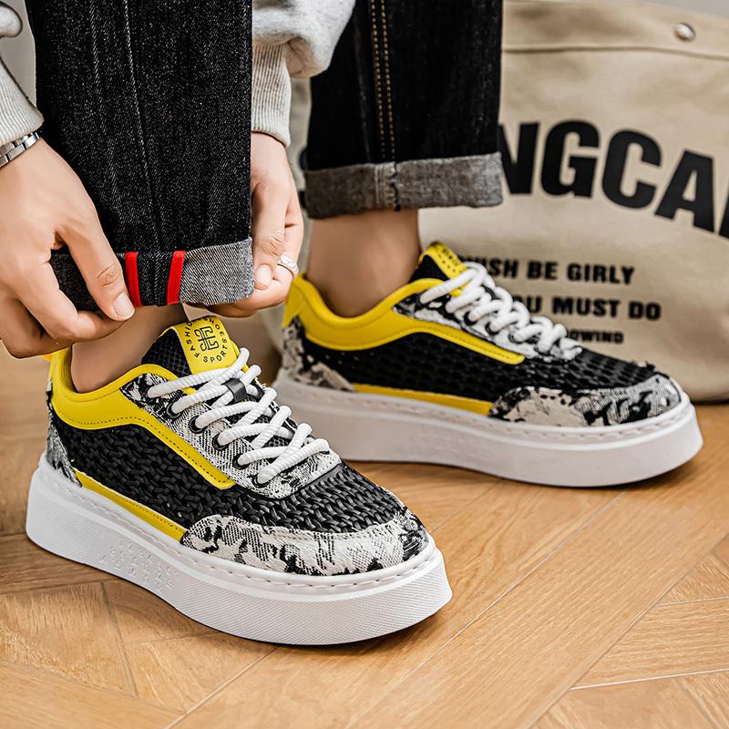 Men'S Spring New Style Thick Bottom Sneakers Breathable Mesh Sports Casual Shoes Fashionable All-Match Board Shoes Sneakers