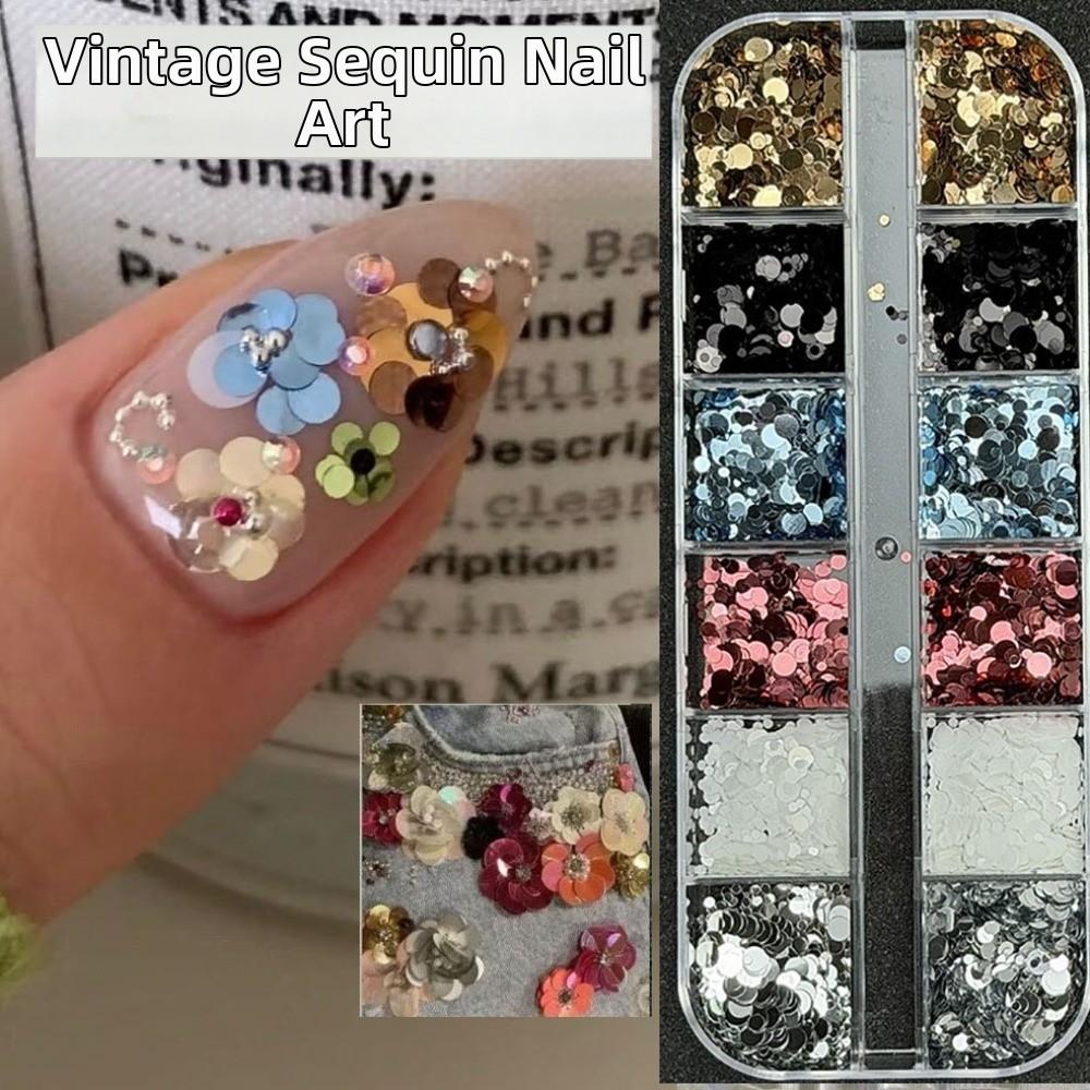 Creative 12-Grid Polka Dot Glitter Nail Art Decorations DIY Colorful Glitter Nail Accessories Minimalist Nail Charms Nail Salon