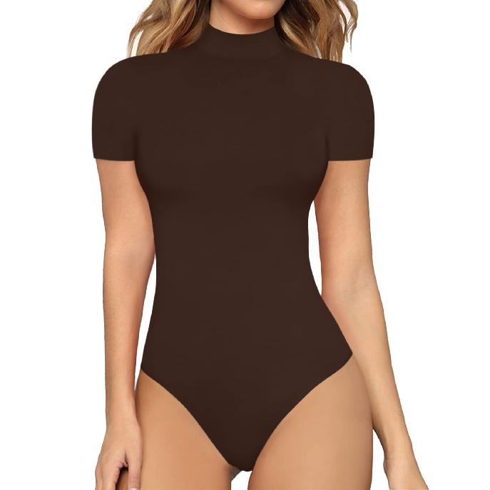 

Т-образный промежностный сексуальный однотонный комбинезон с V-образным вырезом, длинными рукавами, дышащая быстросохнущая рубчатая футболка, костюм для йоги, комбинезон для женщин 2XL темно-коричневого
