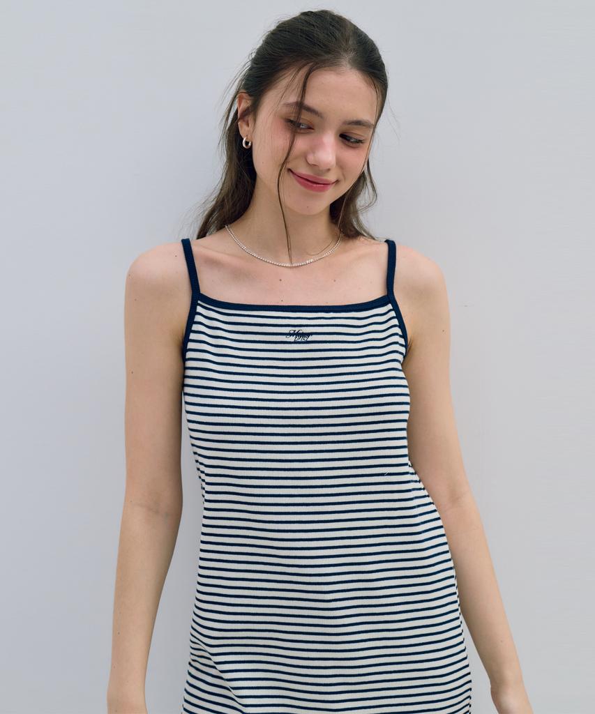 Metapeo Met Striped Bustier Dress Vacation Navy