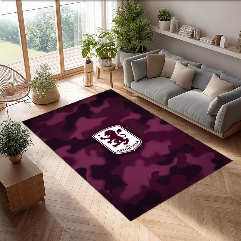 Tappeto in Velluto di Cristallo con Stampa Calcio Aston Villa, Comodo Assorbente d'Acqua Antiscivolo Tappeto per Pavimenti Interni