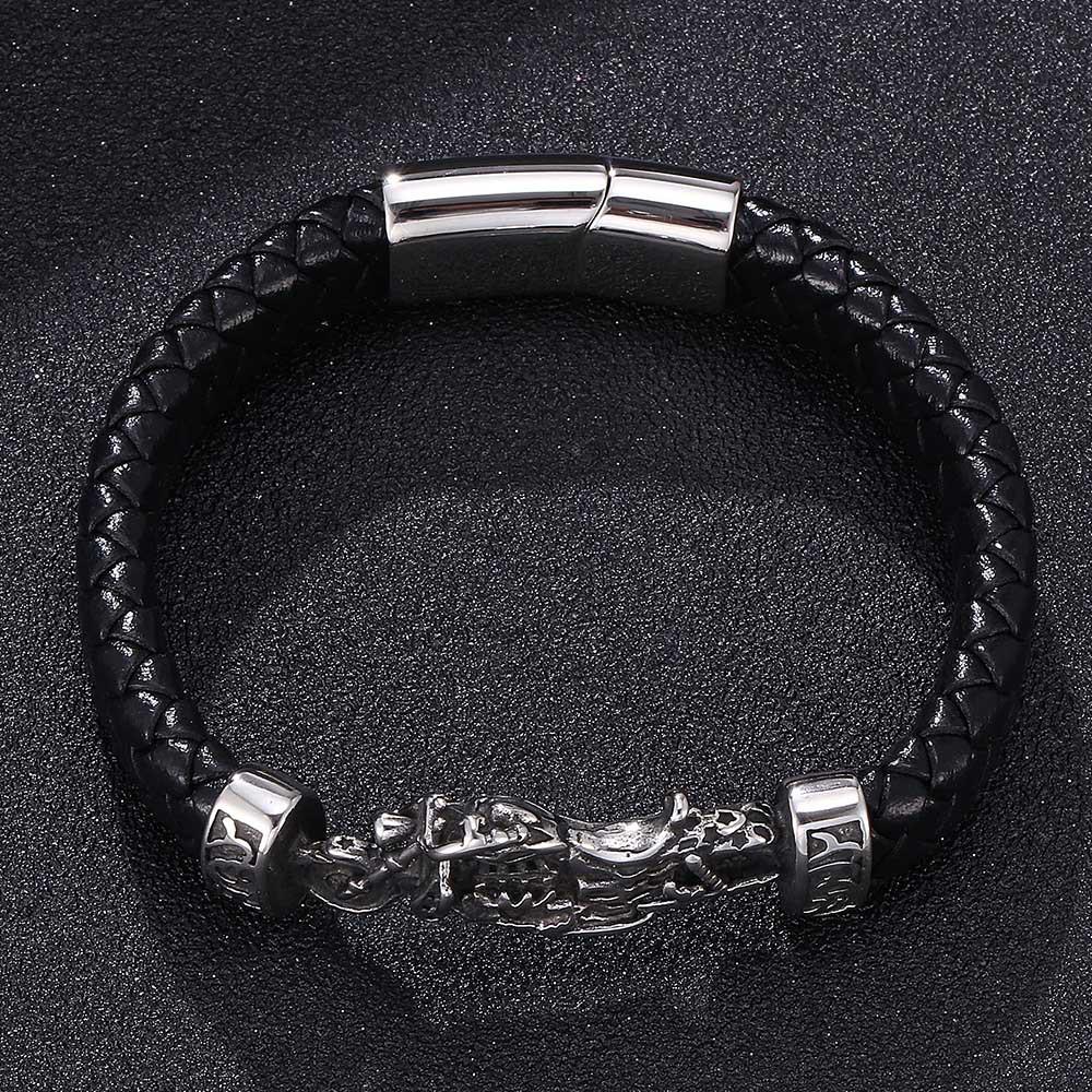 Retro Motorcycle Style Woven Leather Bracelet - Cool and Trendy Design
