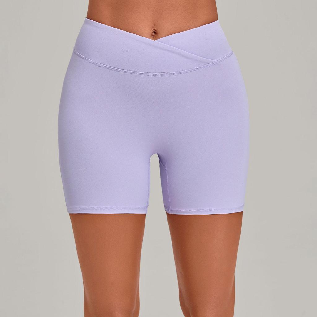 High-Waisted Cross-Waist Yoga Shorts for Running, Cycling, Sports (Model 9721)