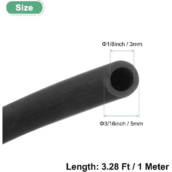 Lubricating Oil Hoses, 3mm (1/8 Inch) ID x 5mm (3/16 Inch) OD 3.28FT Rubber Tubing Hose Pipe for Irrigation/Small Equipment/Outdoor/Garden Water