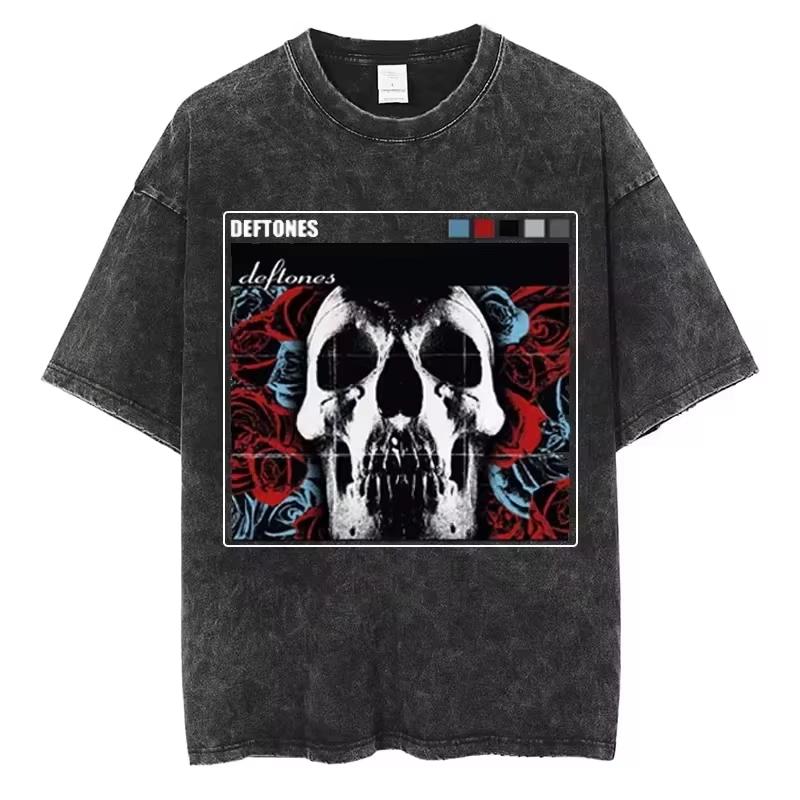 Hip Hop Nostálgico Deftones Hombres Mujeres Verano Oversize Camiseta Lavada Algodón Vintage Tendencia Camisetas Streetwear Tops Manga Corta