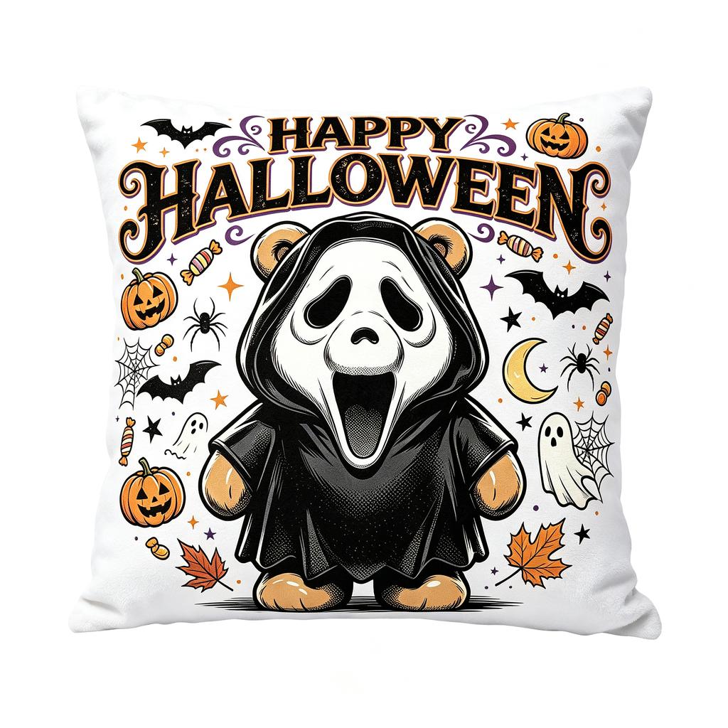 Vintage Halloween Funny Bear Costume Print Short Plush Throw Cover, Single Side, 4545 cm (1818 Inch ) for Couch Bedroom Decor