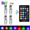 4PCS Car Signal Atmosphere Bulb T10 5050 6SMD Waterproof W5W Remote Controller RGB 194 168 Dome Light Silicone Wedge Side DC 12V