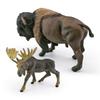 Educational Plastic American Bison And Elk Forest Animal Model Figurines For Kids