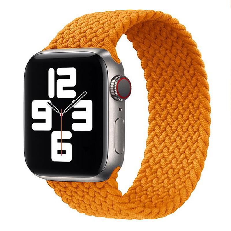 

Тканевый плетеный нейлоновый ремешок Solo Loop для Apple Watch 9 8 7 SE 6, 44 мм, 40 мм, 38 мм, 42 мм, эластичный браслет для iWatch Ultra 2 Series 5 4 3 2 1 42/44mm-M оранжевый