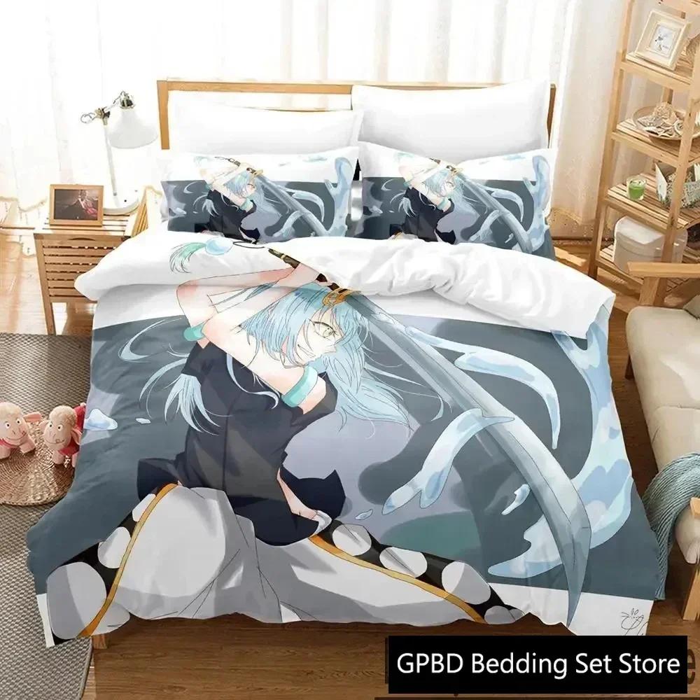 TenSura Rimuru That Time I Got Reincarnated As a Slime Beding Set 3D Printed Suitable for Bedrom Soft with Soft Fabric Duvet Cover Set Pilowcases