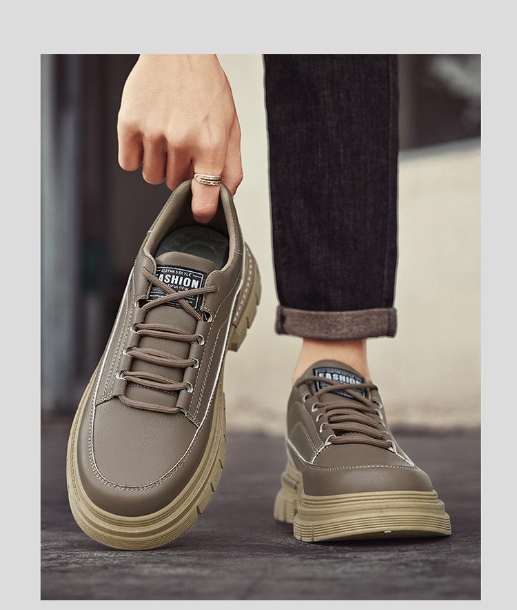 Men's Spring Breathable Thick-Soled Casual Leather Sports Shoes & Martin Boots