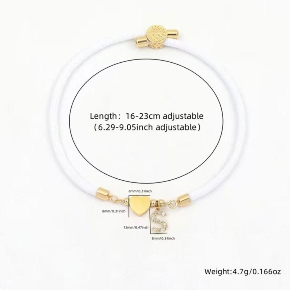 InitIal Heart Charm Letter Link Bracelet for Women Classic Letter A-Z Rope Chain Bracelet for Daily Jewelry Gifts