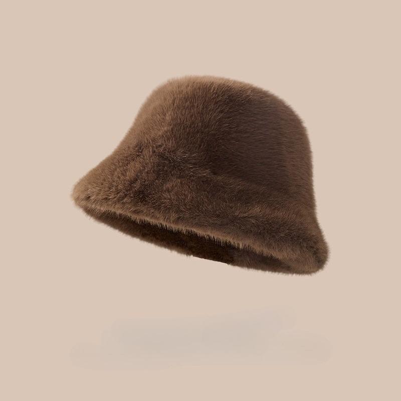 Korean Style Thickened for Keep Warmth Fisherman Hat Women Fashion Solid Color Big Head Circumference Ear Protection Windproof Keep Warmth Bucket Hat