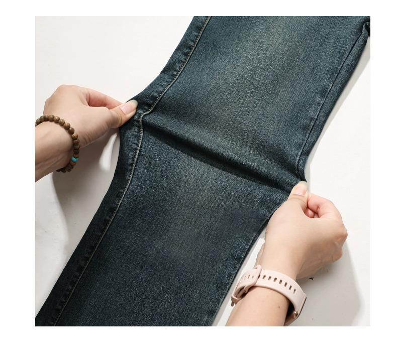 Women's High-Waisted Slim-Fit Straight-Leg Jeans - Petite Cropped Cigarette Pants for Autumn/Winter 2024