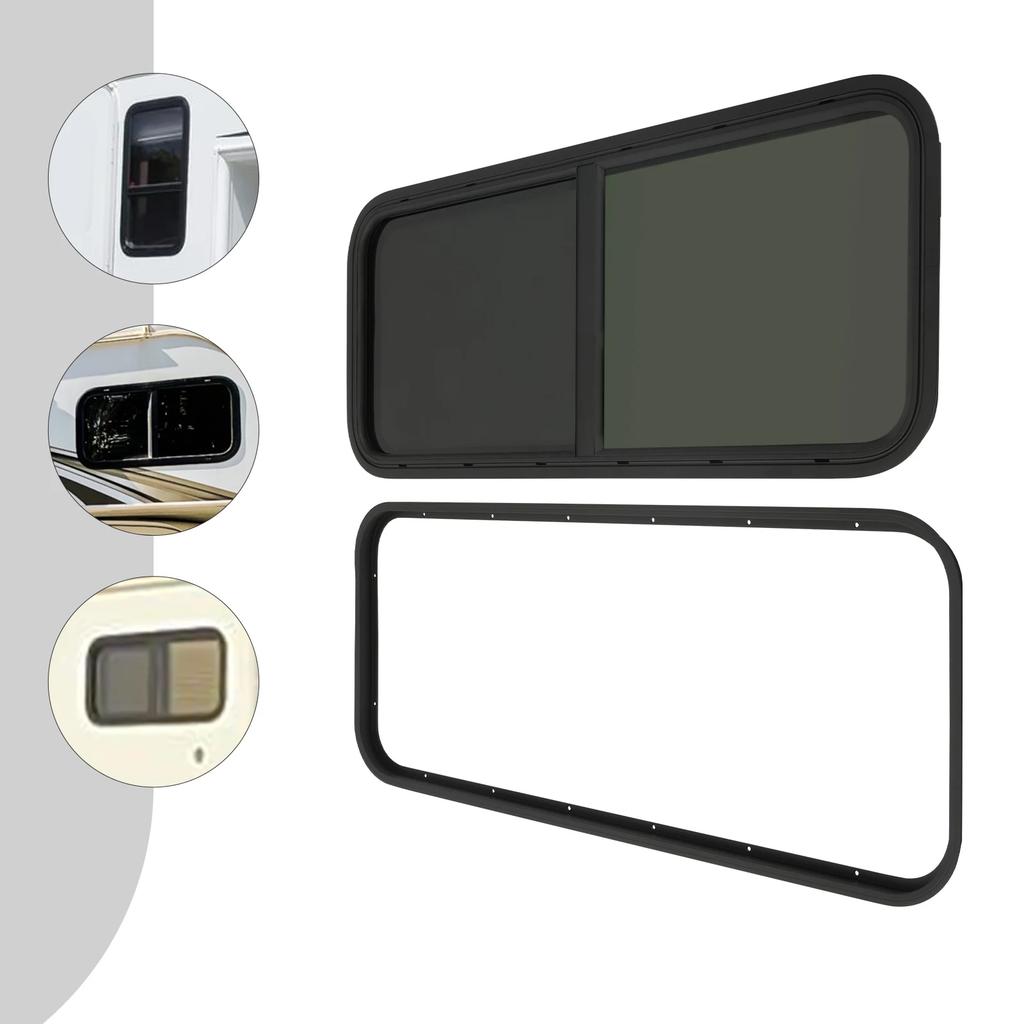 42" W X 22" H RV Window Teardrop Horizontal Sliding Replacement Glass with Trim RV Replacement Window RV Window with Screen
