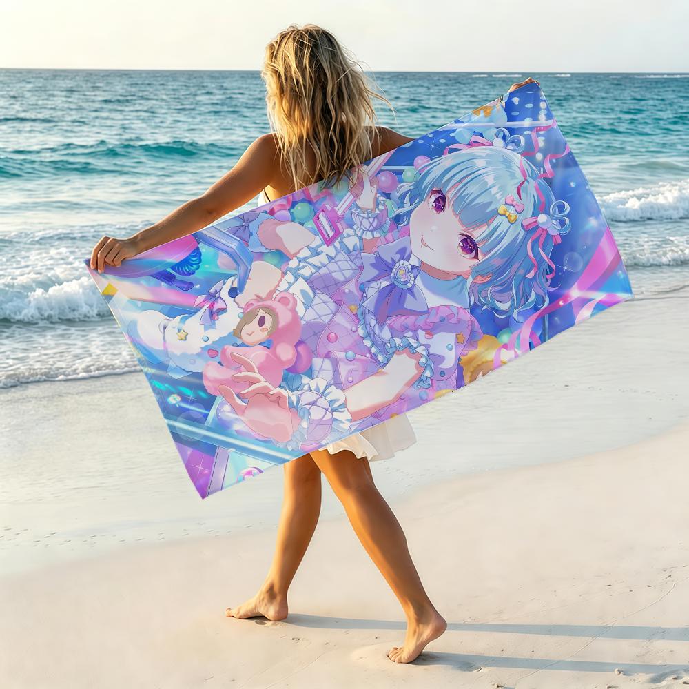 Vtuber Shizuku Hyodo Towel Quick Dry Absorbent Beach Towel for Sports, Fitness, Swimming and Outdoor Activities