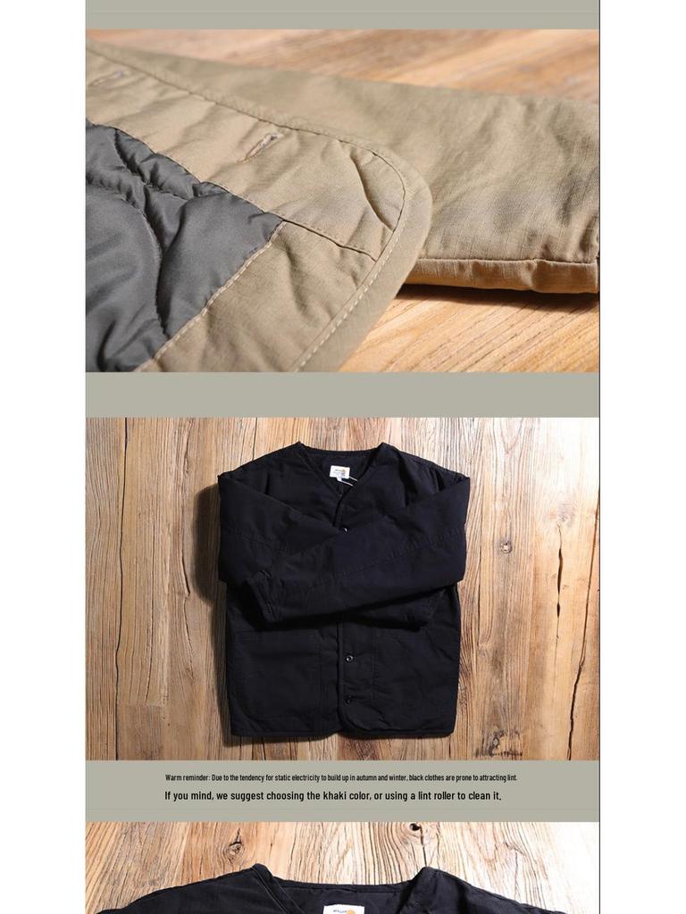 2025 Herren Retro M65 Militär Wasserdicht Gesteppt Baumwolle Arbeitsjacke - Kragenlos & Winterfest