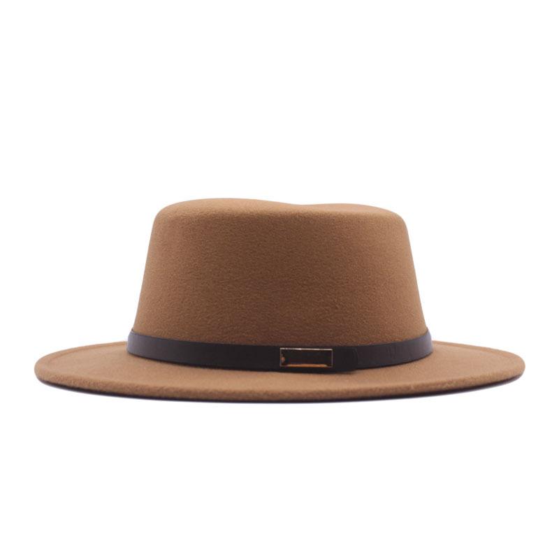 New spring and autumn top hat women's fashion British woolen hat flat top gentleman retro solid color hat