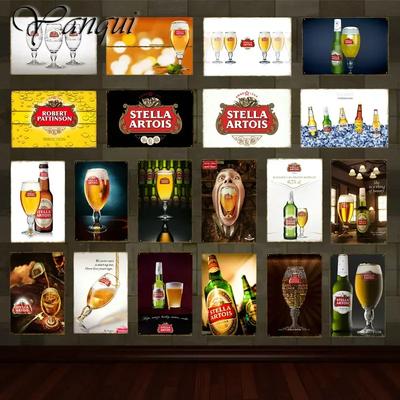 Retro Značka Vína a Piva Stella Artois Pivo Cínový Znak Kovový Plakát Vintage Deska Nástěnná Umění Malba Samolepka Pub Bar YQ095
