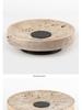 Wabi-Sabi High-Footed Round Fruit Plate - Light Luxury Yellow Travertine Style Decorative Tray