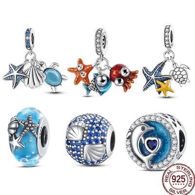 Miedziana seria Oceanu Ośmiornica Rozgwiazda Ryba Morska Charmsy Koraliki Pasują do Bransoletek 3mm DIY Biżuteria Madam Prezent