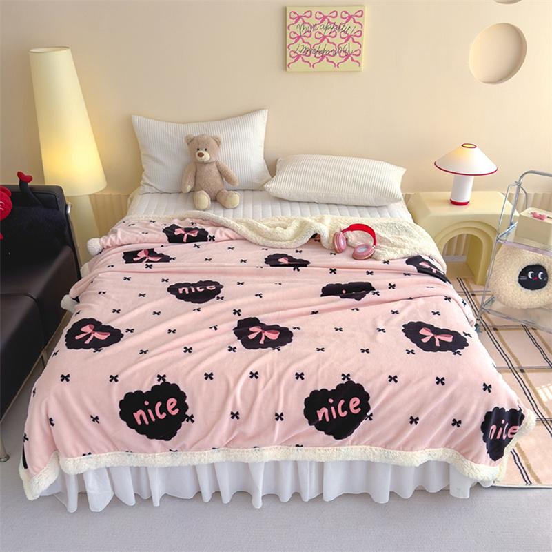 Thicken Warm Cartoon Blanket Comfortable and Skin-friendly Throw Blankets Velvet Bed Cover Cute Bedspreads for Bed Sofa Couch