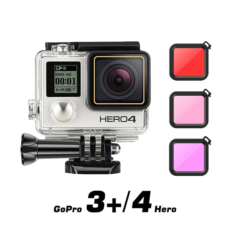 

Водонепроницаемый чехол Фильтр Аксессуары для GoPro Hero4 3+ Дайвинг Подводный бокс Защитная крышка для Go Pro4 3+ GoPro4 Чехол Shell