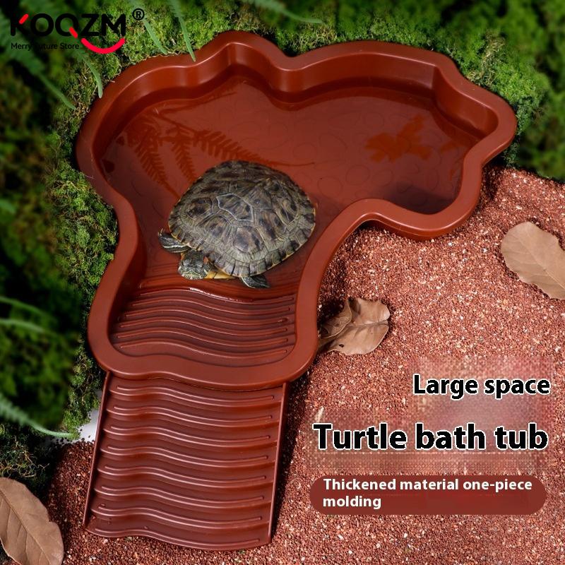 Miska na krmení želv Bazén pro plazy s rampou a vyhřívanou terasou Akvárium Ornament pro želvu vousatého draka Gecko Yard