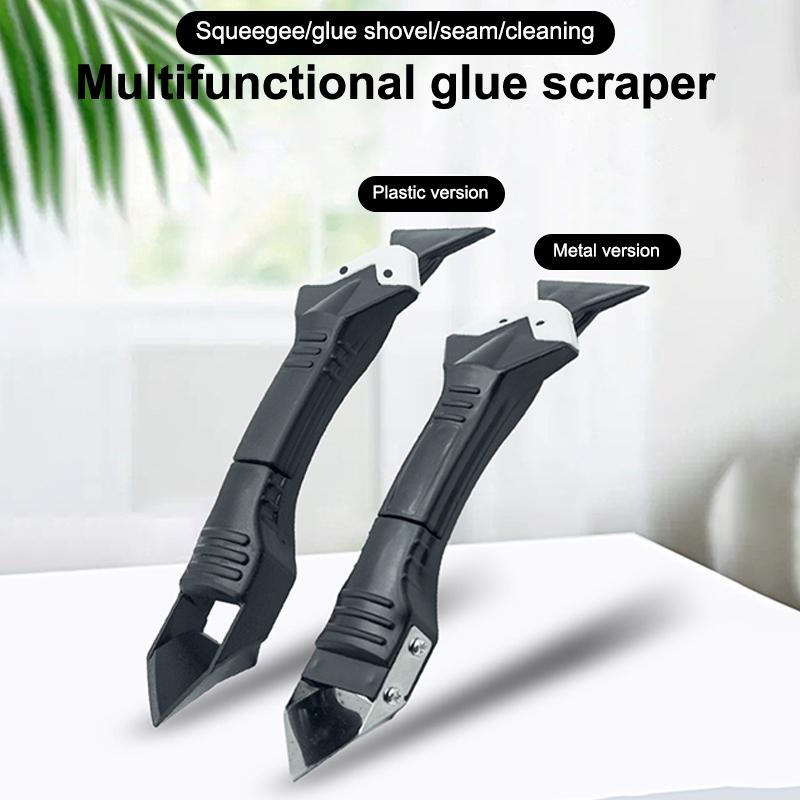 Silicone Scraper Squeegee Glue Remover Knife Caulking Angle Beauty Crack Trowel Tool Grout Scraper Kit With 5Pcs Scraper Head