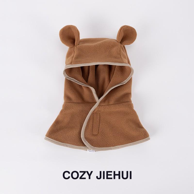 Unisex Winter Fleece Hooded Hat With Neck Warmer Face Cover Kids Adults Outdoor Cold Weather Protection