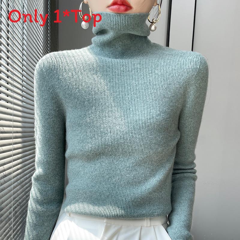 Korean Style Turtleneck Knit Sweater For Women With Ribbed Design For Casual Wear