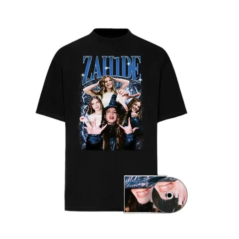 Gerunisex Singer Zahide Print Tshirt Wounisexs Short Sleeve Casual Oversized Tee Merch Tee Unisex Wounisex Crew Neck Unisex Tshirt Black