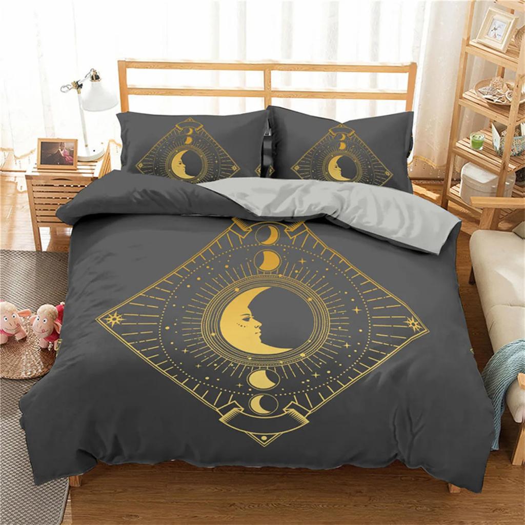 Dreamcatcher Bohemian Mandala Sun Moon and Feather Print Duvet Cover Microfiber Bedroom Decorations for Women Gifts Queen King